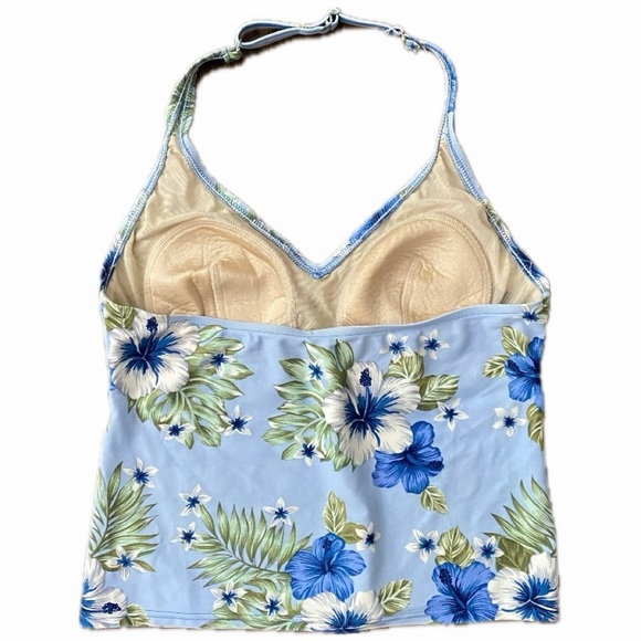 Tropical Floral Print Halter Tank Top - Picture 4 of 6